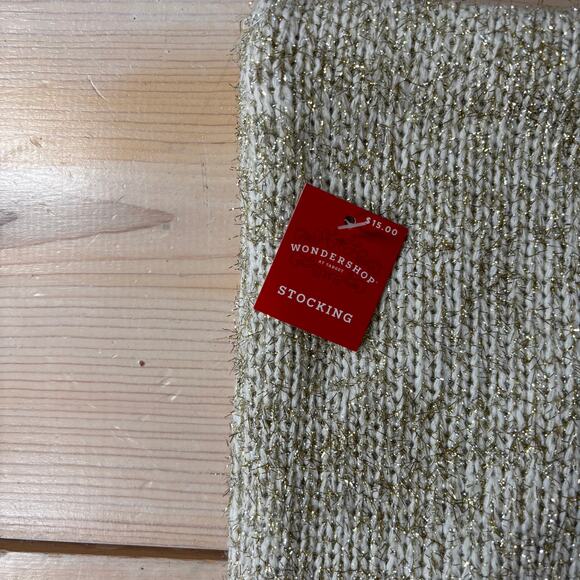 Wondershop NWT Gold Metallic Threaded Christmas Stocking - Picture 3 of 5